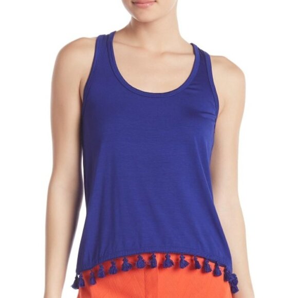 Trina Turk Tajo Tassel-Trim Sleeveless Top, Blue - Picture 1 of 2